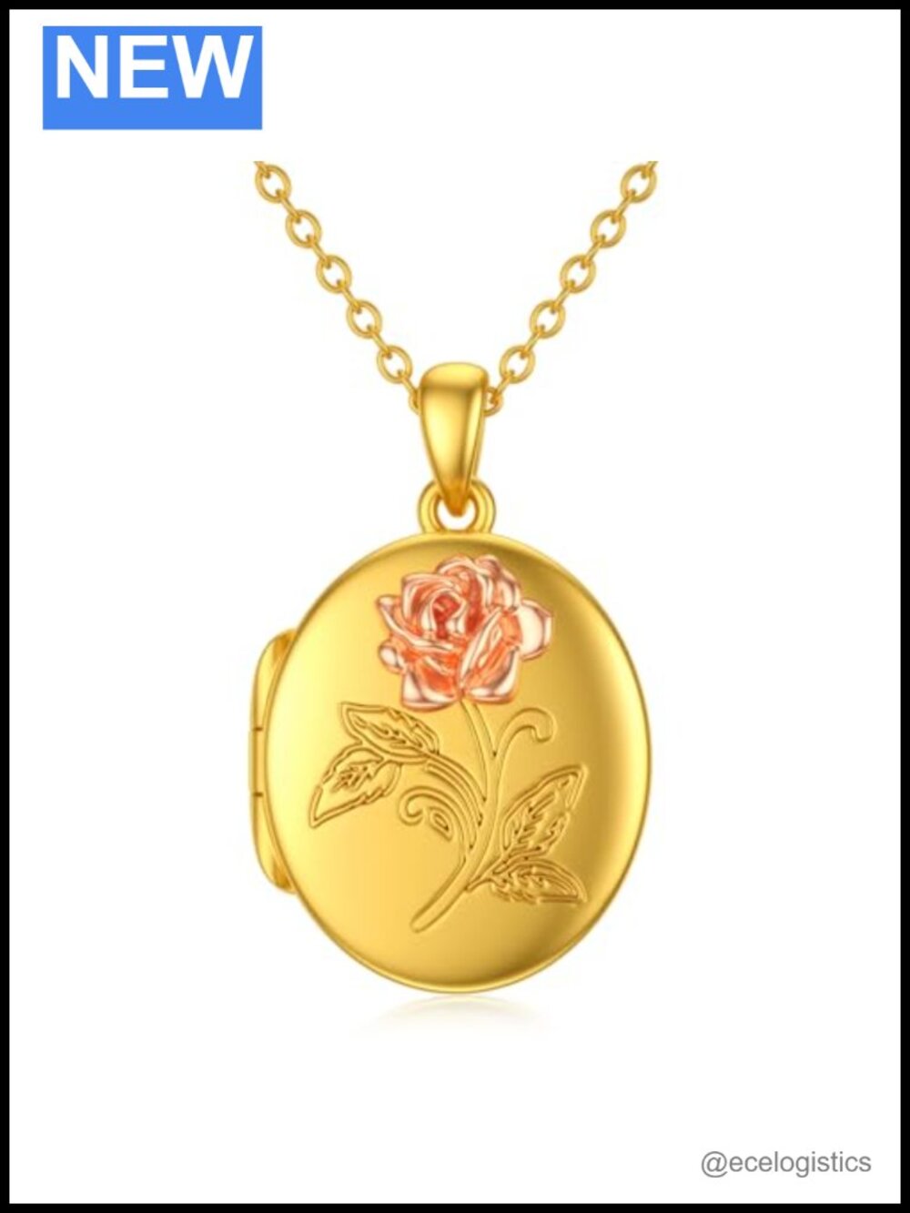 Gold Plated Silver Oval Sunflower Locket Necklace Holds Pictures 18+2" Chain